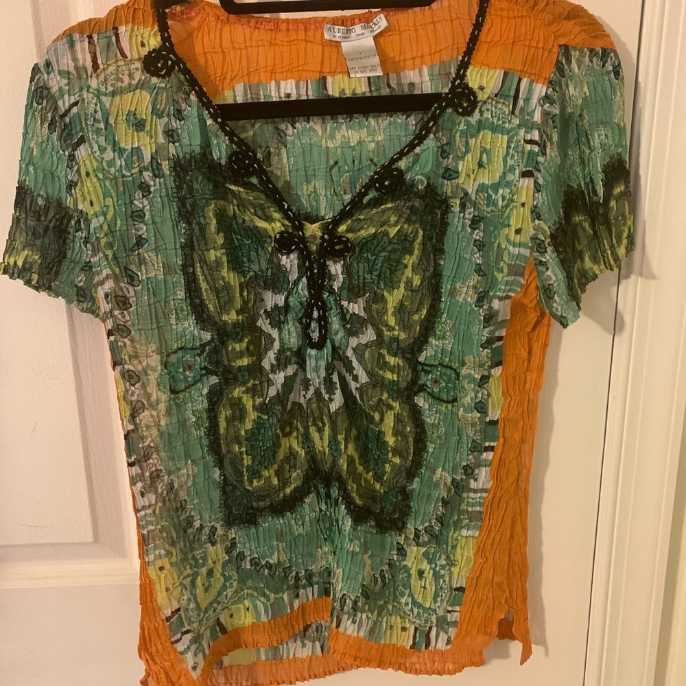 Beautiful Alberto Makali crinkle shirt small 90s Y2K UO